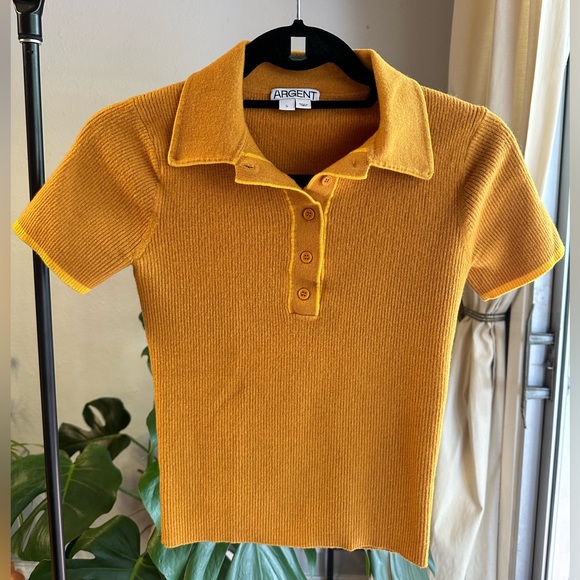 ARGENT Colorway Shortsleeve Polo Sweater in Merino Wool - Picture 3 of 8